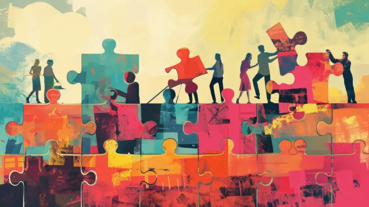 Et illustrasjonsbilde av et puslespill i ulike farger 
